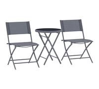 Ensemble Jardin 2 Personnes Pliable - Ensemble Bistrot De Jardin 3 Pièces - Métal Époxy Gris