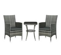 Outsunny Ensemble de bistrot en rotin, Acier, PE, Polyester, Gris mélangé, 60cmx58,5cmx89,5cm