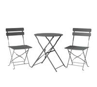 Outsunny Ensemble de Bistrot Jardin 3 Pièces Table et 2 Chaises Pliantes avec Double Protection Anti-Rouille Métal Gris