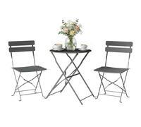 Outsunny Ensemble de Bistrot Jardin 3 Pièces - Table et 2 Chaises Pliantes en Métal avec Double Protection Anti-Rouille - Petit Salon de Balcon Design pour Terrasse et Extérieur, Gris Anthracite