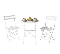 Outsunny Ensemble de bistrot Pliable 3 pièces, Ensemble de Jardin Comprenant 2 chaises et Une Table, Ensemble de mobilier de Jardin en métal, pour terrasse ou Balcon, Blanc
