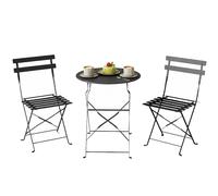 Outsunny Ensemble de bistrot Pliable 3 pièces, Ensemble de Jardin Comprenant 2 chaises et Une Table, Ensemble de mobilier de Jardin en métal, pour terrasse ou Balcon, Noir