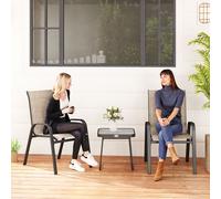 Outsunny Ensemble de jardin 3 pièces 2 chaises empilables et table carrée avec dossier haut revêtement en textilène marron