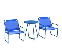 Outsunny Ensemble de jardin 3 pièces, salon de jardin, 2 fauteuils 1 table ronde, acier et tissu mesh, bleu marine