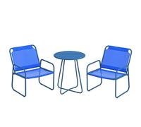 Outsunny Ensemble de Jardin 3 pièces, Salon de Jardin, 2 fauteuils 1 Table Ronde, Acier et Tissu Respirant, Bleu Marine