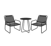 Outsunny Ensemble de Jardin 3 pièces, Salon de Jardin, 2 fauteuils 1 Table Ronde, Acier et Tissu Respirant, Gris