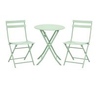 Outsunny Ensemble de jardin 3 pièces - Table de bistrot avec 2 chaises - Pliable - Vert