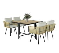 Outsunny Ensemble de Jardin 5 Pièces avec Table en Bois-Plastique
