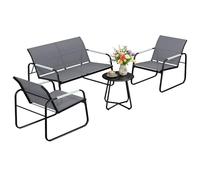 Outsunny Ensemble de jardin assis pour 4 respirant gris