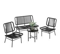 Outsunny Ensemble de jardin extérieur en rotin 4 pièces noir