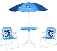 Outsunny Ensemble de jardin pour enfants 4 pièces table de jardin 2 chaises pliantes parasol camping Ensemble de jardin pour enfants 3-6 ans bleu