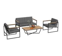 Outsunny Ensemble de Meubles de Jardin 4 Personnes résistant aux intempéries Ensemble de Meubles de Balcon avec canapé 2 Places, 2 chaises Coussin de siège Table d'appoint Outdoor Ensemble de Meubles