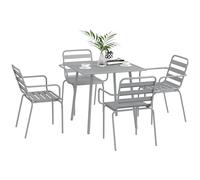 Outsunny Ensemble de meubles de jardin 5 pièces avec 1 table à manger, 4 chaises empilables, pour balcon, terrasse, acier, gris clair