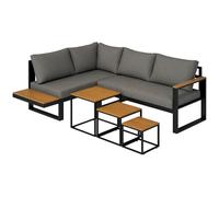 Outsunny Ensemble de meubles de jardin 5 pièces avec canapé d'angle, canapé double et table basse, ensemble de jardin avec coussin d'assise, ensemble de salon pour balcon et terrasse, gris