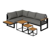 Outsunny Ensemble de meubles de jardin 5 pièces, ensemble de jardin avec canapé d'angle, canapé double, table basse, ensemble de meubles de balcon avec coussins, ensemble de salon de jardin pour terra