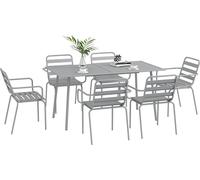 Outsunny Ensemble de meubles de jardin 7 pièces avec 1 table à manger 6 chaises