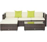 Outsunny Ensemble de meubles de jardin en poly rotin 5 pièces avec table d'appoint Coussin d'assise Marron