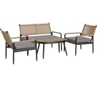 Outsunny Ensemble de meubles de jardin en poly rotin Lounge Set avec canapé 2 places Fauteuil Table en verre
