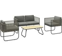 Outsunny Ensemble de meubles de jardin en poly rotin Lounge Set avec canapé Fauteuil Table Coussin
