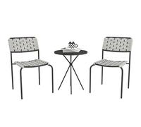 Outsunny Ensemble de meubles de jardin en polyrotin pour 2 personnes, 3 pièces avec 2 chaises empilables, table, résistant aux intempéries, pour jardin, terrasse, balcon, gris