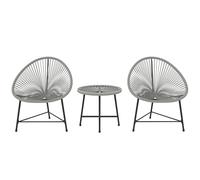Outsunny Ensemble de meubles de jardin en polyrotin pour 2 personnes, salon de jardin 3 pièces avec 2 chaises, table, résistant aux intempéries, pour jardin, terrasse, balcon, gris