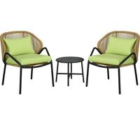 Outsunny Ensemble de meubles de jardin en rotin 3 pièces, salon de jardin avec 2 chaises de jardin, table d'appoint, ensemble de sièges avec coussins d'assise et de dossier, pour balcon, terrasse, aci