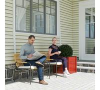 Outsunny Ensemble de Meubles de Jardin en Rotin Synthétique avec 2 Chaises avec Coussins Amovibles et Table avec Plateau Métallique Naturel