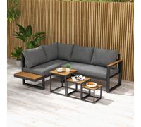 Outsunny Ensemble de mobilier de jardin 5 pièces pour l'extérieur, 148 cm x 61 cm x 71,5 cm, Gris + Nature