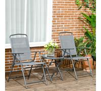 Outsunny Ensemble de mobilier de jardin bistrot extérieur Ensemble de bistrot pliable, 53,5 cm x 64 cm x 93 cm, gris clair