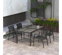 Outsunny Ensemble de mobilier de jardin Gartensitzgruppe, 1 table, 4 chaises, 150 x 87 x 72 cm, Gris