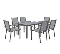 Outsunny Ensemble de Salle à Manger de Jardin pour 6 Personnes Gris