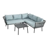 Salon De Jardin D'angle 5 Places 4 Pièces Coussins Alu. Résine Gris Gris