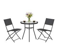 Ensemble Bistrot De Balcon Demi-Table 2 Chaises Noir
