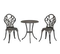Outsunny Ensemble d'extérieur 3 pièces avec 2 chaises de jardin et table ronde avec trou pour parasol, Bronze