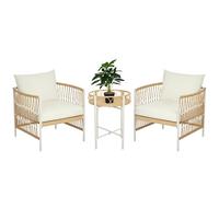 Outsunny Ensemble Jardin rotin 3 pièces Coussins Balcon Jaune+Crème