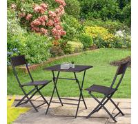 Outsunny Ensemble Meubles de Jardin Design Table Carré et Chaises Pliables Résine Tressée 4 Fils Résine Tressée 4 Fils Métal Marron