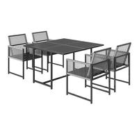 Outsunny Ensemble mobilier de jardin 5 pièces - table en verre avec 4 chaises respirantes, dossiers rabattables, tressage en corde