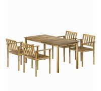 Outsunny Ensemble Repas de Jardin 5 Pièces, Table et Chaises pour 4 Personnes, Teck