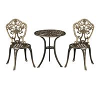 Outsunny – Ensemble bistro style classique, 3 pièces, 2 personnes, aspect fer forgé, marron