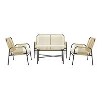 Outsunny Ensemble Salon de Jardin 4 pièces mobilier de Jardin canapé 2 Places + 2 fauteuils + 1 Table Basse avec Coussins - Acier et résine tressée Aspect rotin - Beige et Noir