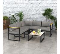 Outsunny Ensemble Salon de Jardin d'angle extérieur Design Contemporain 6 pièces pour 5 personnes - en aluminium, grand confort