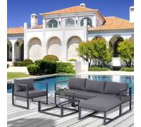 Outsunny Ensemble salon de jardin design contemporain style yachting 5 places avec coussins et table basse aluminium gris
