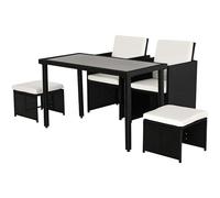 Outsunny Ensemble Salon de Jardin encastrable 2 fauteuils monoblocs + 2 tabourets + Table Basse résine tressée 4 Fils Coussins déhoussables crème Noir