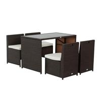 Outsunny - Ensemble salon de jardin 4 chaises monoblocs table résine tressée, coussins - Chocolat