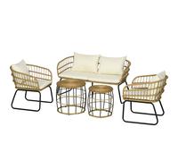 Outsunny Ensemble salon de jardin meubles d'extérieur 4 places 2 fauteuils 1 canapé 2 places et 2 tables basses coussins inclus