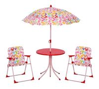 Outsunny Ensemble table et chaise de bistrot pour enfants avec parasol amovible et réglable en hauteur Motif papillon