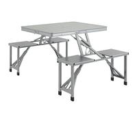 Outsunny Ensemble Table et Chaise de Camping Pliant Forme Valise Pique-Nique, Aluminium, dim. 85,5L x 67,5l x 67H cm