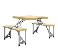 Outsunny Ensemble Table et Chaise de Camping Pliant Forme Valise Pique-Nique, Aluminium et Bois, dim. 86L x 72,5l x 67H cm