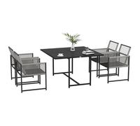 Ensemble salon de jardin design Acapulco encastrable 4 places 5 pièces noir gris