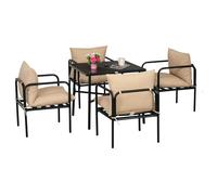 Outsunny - Ensemble table et chaises de jardin - Acier - 80x80x71cm - Noir